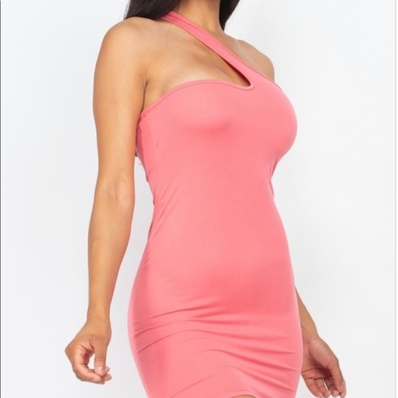 VIOLET PURPLE ONE SHOULDER STRAP BODYCON FITTED MIDI DRESS - Picture 2 of 5